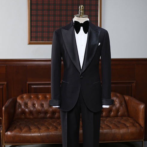 Black Wool Suit – Black lapel suits – Inspired by Classic Men’s Tuxedo Suits Plus Size